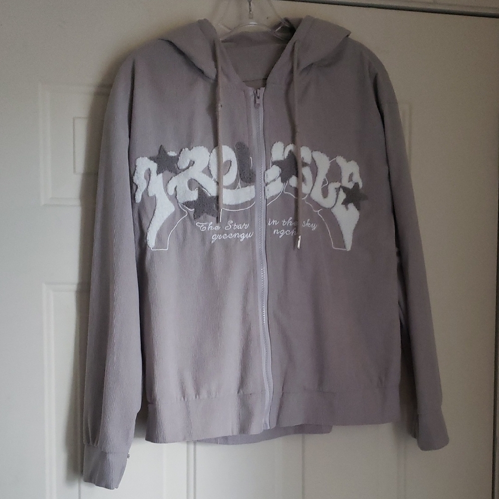 Gray Hoodie with White Graphic